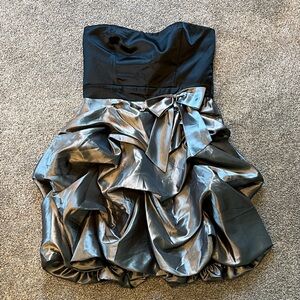 dressbarn Black Strapless Dress with Shimmery Silver Skirt